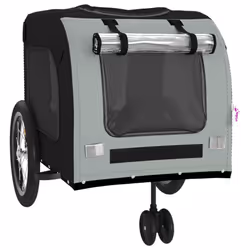 vidaXL Dog Bike Trailer Bicycle Trailer Bike Carriage Oxford Fabric and Iron - black and grey - Additional view 4