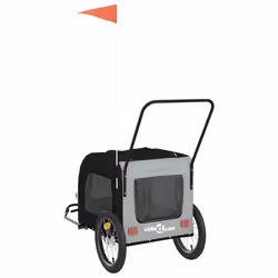vidaXL Dog Bike Trailer Bicycle Trailer Bike Carriage Oxford Fabric and Iron - black and grey - Additional view 7