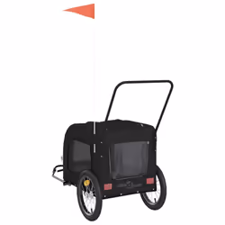 vidaXL Dog Bike Trailer Bicycle Trailer Bike Carriage Oxford Fabric and Iron - black, 63 x 121 x 65 cm - Additional view 7