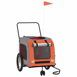 vidaXL Dog Bike Trailer Bicycle Trailer Bike Carriage Oxford Fabric and Iron - orange, 68 x 134 x 73 cm - Additional view 2