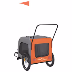 vidaXL Dog Bike Trailer Bicycle Trailer Bike Carriage Oxford Fabric and Iron - orange, 68 x 134 x 73 cm - Additional view 7
