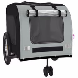 vidaXL Dog Bike Trailer Bicycle Trailer Bike Carriage Oxford Fabric and Iron - black and grey, 68 x 134 x 73 cm - Additional view 4