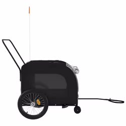 vidaXL Dog Bike Trailer Bicycle Trailer Bike Carriage Oxford Fabric and Iron - black and grey, 68 x 134 x 73 cm - Additional view 5