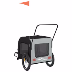 vidaXL Dog Bike Trailer Bicycle Trailer Bike Carriage Oxford Fabric and Iron - black and grey, 68 x 134 x 73 cm - Additional view 7