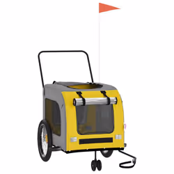 vidaXL Dog Bike Trailer Bicycle Trailer Bike Carriage Oxford Fabric and Iron - yellow, 68 x 134 x 73 cm - Additional view 2