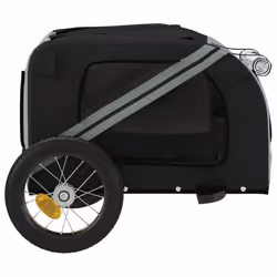 vidaXL Dog Bike Trailer Bicycle Trailer Bike Carriage Oxford Fabric and Iron - grey, 124 x 53 x 53 cm