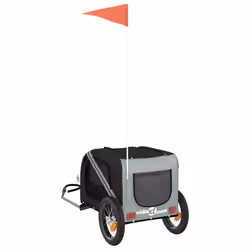 vidaXL Dog Bike Trailer Bicycle Trailer Bike Carriage Oxford Fabric and Iron - grey, 124 x 53 x 53 cm - Additional view 5