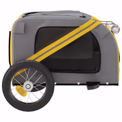 vidaXL Dog Bike Trailer Bicycle Trailer Bike Carriage Oxford Fabric and Iron - yellow, 124 x 53 x 53 cm - Additional view 6