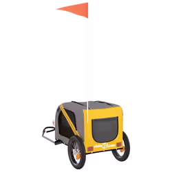 vidaXL Dog Bike Trailer Bicycle Trailer Bike Carriage Oxford Fabric and Iron - yellow, 124 x 53 x 53 cm - Additional view 7