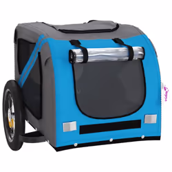 vidaXL Dog Bike Trailer Bicycle Trailer Bike Carriage Oxford Fabric and Iron - blue, 124 x 53 x 53 cm - Additional view 4