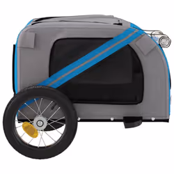 vidaXL Dog Bike Trailer Bicycle Trailer Bike Carriage Oxford Fabric and Iron - blue, 124 x 53 x 53 cm - Additional view 6