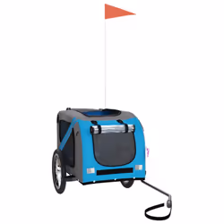 vidaXL Pet Bike Trailer Cargo Trailer Oxford Fabric and Iron - blue, 125 x 63 x 66 cm