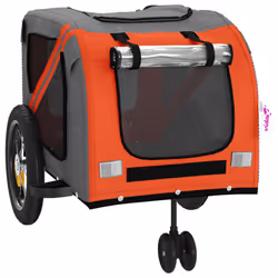 vidaXL Pet Bike Trailer Dog Carrier Orange and Black Oxford Fabric and Iron - Additional view 4