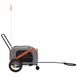 vidaXL Pet Bike Trailer Dog Carrier Orange and Black Oxford Fabric and Iron - Additional view 5