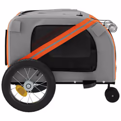 vidaXL Pet Bike Trailer Dog Carrier Orange and Black Oxford Fabric and Iron - Additional view 6