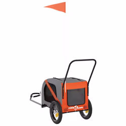 vidaXL Pet Bike Trailer Dog Carrier Orange and Black Oxford Fabric and Iron - Additional view 7