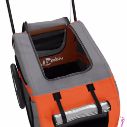 vidaXL Pet Bike Trailer Dog Carrier Orange and Black Oxford Fabric and Iron - Additional view 9