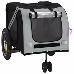 vidaXL Dog Bike Trailer Bicycle Trailer Bike Carriage Oxford Fabric and Iron - grey - Additional view 4