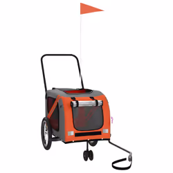 vidaXL Pet Bike Trailer Cargo Trailer Oxford Fabric and Iron - orange, 121 x 63 x 65 cm