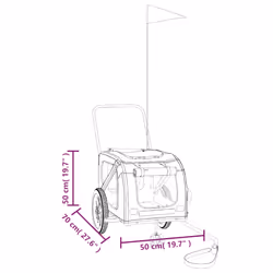 vidaXL Pet Bike Trailer Cargo Trailer Oxford Fabric and Iron - grey, 121 x 63 x 65 cm