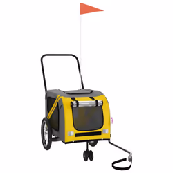 vidaXL Pet Bike Trailer Cargo Trailer Oxford Fabric and Iron - yellow, 121 x 63 x 65 cm