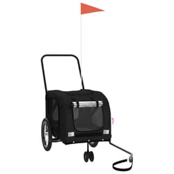 vidaXL Pet Bike Trailer Cargo Trailer Oxford Fabric and Iron - black, 121 x 63 x 65 cm