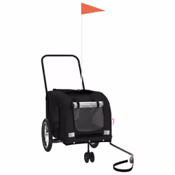vidaXL Pet Bike Trailer Cargo Trailer Oxford Fabric and Iron - black, 121 x 63 x 65 cm