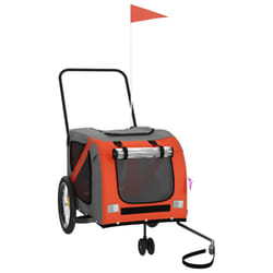 vidaXL Pet Bike Trailer Cargo Trailer Orange and Grey Oxford Fabric and Iron - orange