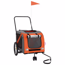 vidaXL Pet Bike Trailer Cargo Trailer Orange and Grey Oxford Fabric and Iron - orange - Additional view 2