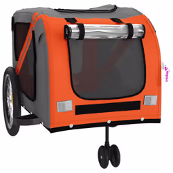 vidaXL Pet Bike Trailer Cargo Trailer Orange and Grey Oxford Fabric and Iron - orange - Additional view 4