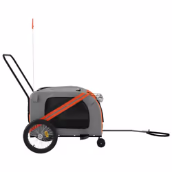 vidaXL Pet Bike Trailer Cargo Trailer Orange and Grey Oxford Fabric and Iron - orange - Additional view 5