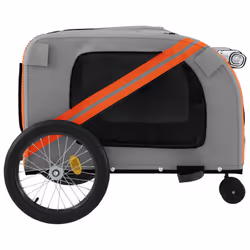vidaXL Pet Bike Trailer Cargo Trailer Orange and Grey Oxford Fabric and Iron - orange - Additional view 6