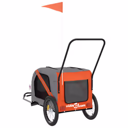 vidaXL Pet Bike Trailer Cargo Trailer Orange and Grey Oxford Fabric and Iron - orange - Additional view 7