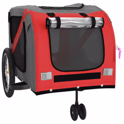 vidaXL Pet Bike Trailer Cargo Trailer Red and Grey Oxford Fabric and Iron - Additional view 4