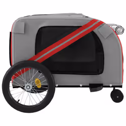 vidaXL Pet Bike Trailer Cargo Trailer Red and Grey Oxford Fabric and Iron - Additional view 6