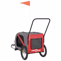 vidaXL Pet Bike Trailer Cargo Trailer Red and Grey Oxford Fabric and Iron - Additional view 7