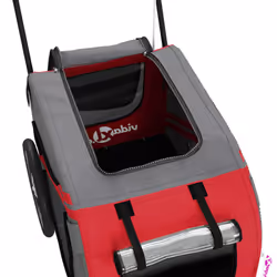 vidaXL Pet Bike Trailer Cargo Trailer Red and Grey Oxford Fabric and Iron - Additional view 9