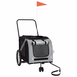 vidaXL Pet Bike Trailer Cargo Trailer Orange and Grey Oxford Fabric and Iron - grey