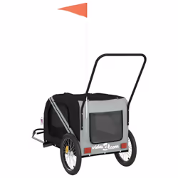vidaXL Pet Bike Trailer Cargo Trailer Orange and Grey Oxford Fabric and Iron - grey - Additional view 7