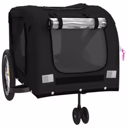 vidaXL Pet Bike Trailer Dog Carrier Cargo Trailer Black Oxford Fabric and Iron - Additional view 4