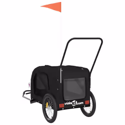 vidaXL Pet Bike Trailer Dog Carrier Cargo Trailer Black Oxford Fabric and Iron - Additional view 7