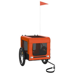 vidaXL Pet Bike Trailer Dog Carrier Orange and Black Oxford Fabric and Iron - orange, 63 x 123 x 66 cm