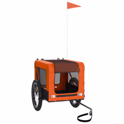 vidaXL Pet Bike Trailer Dog Carrier Orange and Black Oxford Fabric and Iron - orange, 63 x 123 x 66 cm