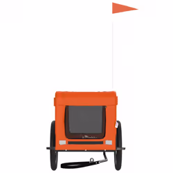 vidaXL Pet Bike Trailer Dog Carrier Orange and Black Oxford Fabric and Iron - orange, 63 x 123 x 66 cm - Additional view 4