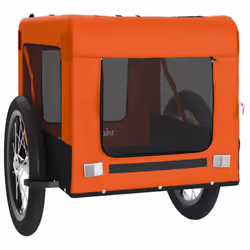 vidaXL Pet Bike Trailer Dog Carrier Orange and Black Oxford Fabric and Iron - orange, 63 x 123 x 66 cm - Additional view 5