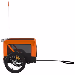 vidaXL Pet Bike Trailer Dog Carrier Orange and Black Oxford Fabric and Iron - orange, 63 x 123 x 66 cm - Additional view 6