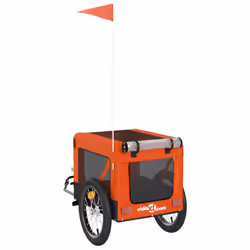 vidaXL Pet Bike Trailer Dog Carrier Orange and Black Oxford Fabric and Iron - orange, 63 x 123 x 66 cm - Additional view 8