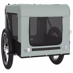 vidaXL Dog Bike Trailer Bicycle Trailer Bike Carriage Oxford Fabric and Iron - grey, 63 x 123 x 66 cm - Additional view 4