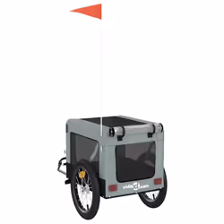 vidaXL Dog Bike Trailer Bicycle Trailer Bike Carriage Oxford Fabric and Iron - grey, 63 x 123 x 66 cm - Additional view 7