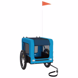 vidaXL Dog Bike Trailer Bicycle Trailer Bike Carriage Oxford Fabric and Iron - blue, 63 x 123 x 66 cm - Additional view 2
